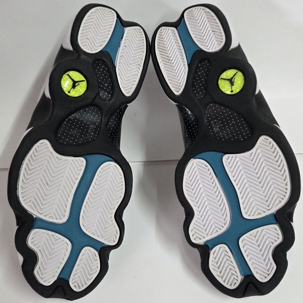 Nike Air Jordan 13 Retro White-Teal-Grey Barons Hologram Mens Sz 10 [414571-115] - Picture 8 of 10